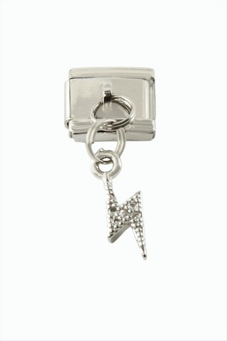 Şimşek - 164 - Zirkon Taşlı Sallatılı Çelik Charm - - Spt-gld - Gümüş Rengi