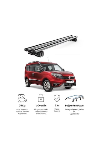 Pençe Fiat Doblo Ara Atkı 2010-2022 Uyumlu Gri Ara Atkı Port Bagaj Tavan Barı
