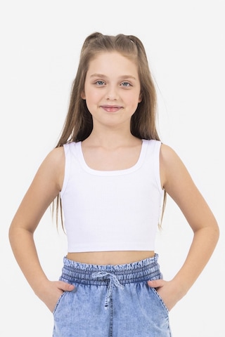 Dmb Kids Kız Çocuk Crop Tişört Dmb-0161 Beyaz