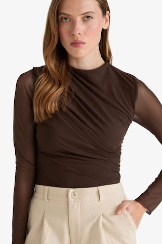 Defacto Slim Fit Dar Kesim Tül Uzun Kollu Çıtçıtlı Body G3075ax25aubn220 Kahve