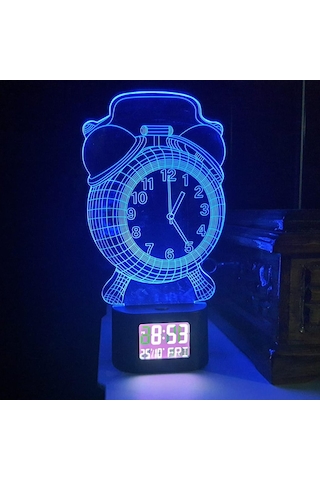 Upway 3d İllüzyonlu Rgb Işık Animasyonlu Çalar Masa Saati Gece Lambası