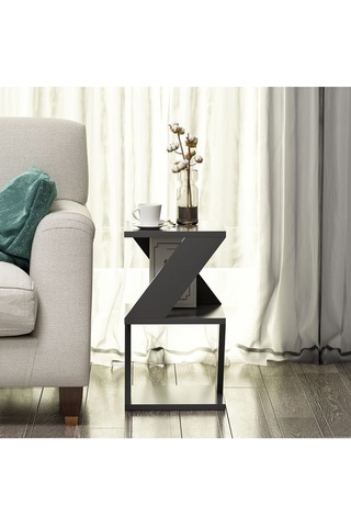 Albeni Yan Sehpa Ahşap Siyah - Antrasit Antrasit