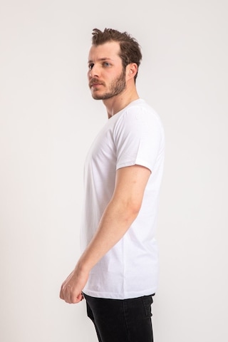 Nacar Store Erkek Lacivert Basic T-shirt Beyaz