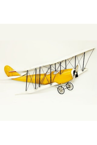 Vintage Duvar Eskitme Metal Uçak Çift Kanatlı 100cm