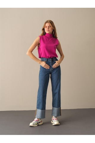 Xint Fuşya Slim Fit Balıkçı Yaka Pamuk Kazak 850830