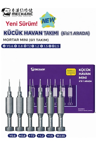 Mechanıc Mortar Mini 6 Sı 1 Arada Profesyonel Hassas Tornavida Seti Manyetik Uç, Sessiz Rulman, Magnezyum Alaşım,