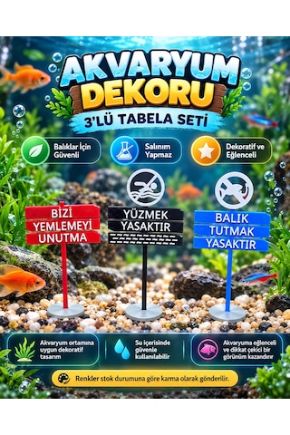 Akvaryum Dekoru - Tabela - Akvaryum Dekor - 3 Adet - Salınım Yapmaz - Balıklar İçin Güvenli - V4
