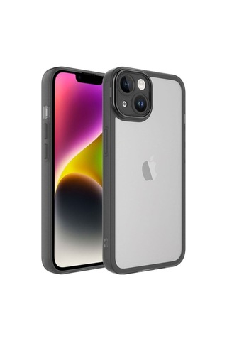 Apple Uyumlu iPhone 14 Plus Kılıf Kamera Korumalı Transparan Zore Post Kapak Siyah