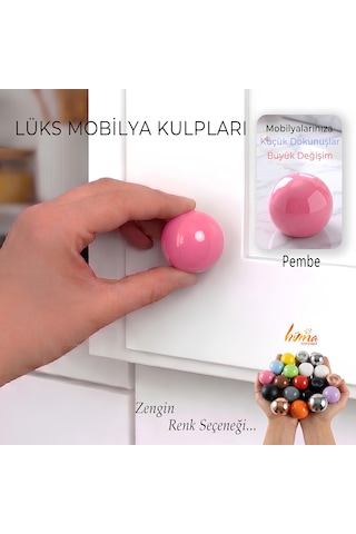 Sert Plastik Düğme Yuvarlak Top Pembe Dolap Mobilya Mutfak Dolabı Çekmece Kulbu Kulpu Kulplar