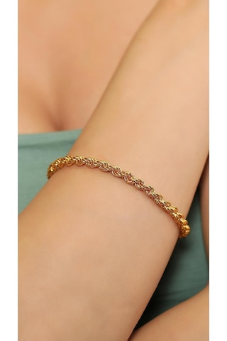 14 Ayar Altın Kalın Halat Burgu Bileklik Sarı Altın