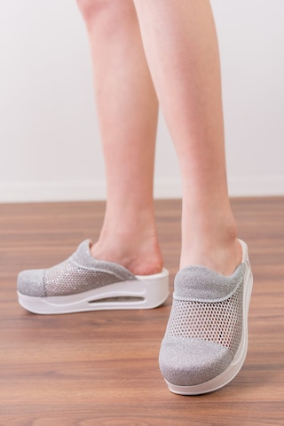 Blum Sabo Terlik Fileli Özel Tasarım Halluks Valgus Kemik Çıkıntısı Kadın Havalı Taban Tam Ortopedik Anatomik Terlik Evde,işte,sokakta,gezmede Gümüş