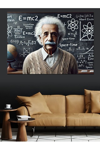 Grafiti Einstein Portresi Dekoratif Kanvas - Mdf Ahşap Tablo