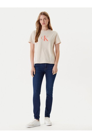 Kadın Monogram Logolu T-shirt - Bej-8758 Brazilian Sand