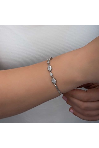 Blackcraft 925 Ayar Gümüş Oval Taşlı Kadın Bileklik Bc-50bd4d
