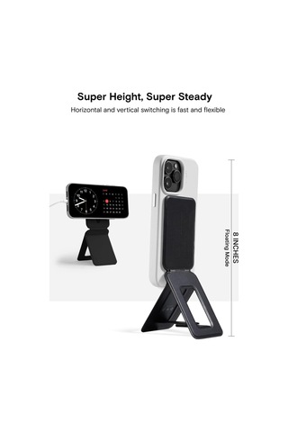 Taşınabilir Mini Telefon Standı Siyah Renk Katlanabilir Kartlık Manyetik Özellikli Çok Amaçlı Stand