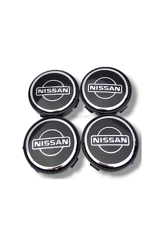 Nissan Uyumlu 56 Mm Siyah Geçmeli Jant Göbeği Kapak Seti, 4 Adet Krom Görünümlü