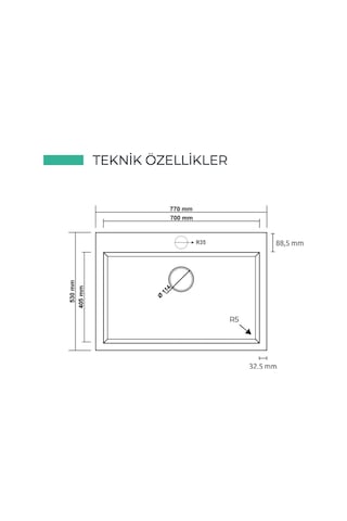 Real Stone K003 Dıdyma 77 Granit Eviye Antrasit 770x530 Cm Tezgah Üstü