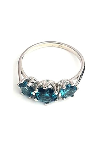 Sky Diamond Blue Creative Sapphire 925 Ayar Gümüş Lüks Tria Yüzük (519209497)