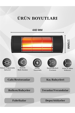 Hottable Supreme 2000 W Su Geçirmez Infrared Dış Ortam Isıtıcı