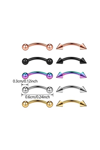 Homyl 10 Adet 16g Paslanmaz Çelik Kaş Kulak Dudak Göbek 6mm Çok Renkli