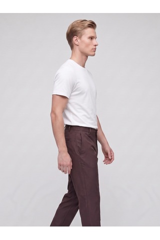 Plus Scorpion Erkek Yazlık Bağcıklı Kumaş Pantolon Slim Fit Rahat Kesim Günlük Pantolon Kahverengi