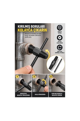 Kırık Musluk Sökme Aparatı Ters Kılavuz Sıkışmış Boru Çıkarıcı Seti 11-22mm