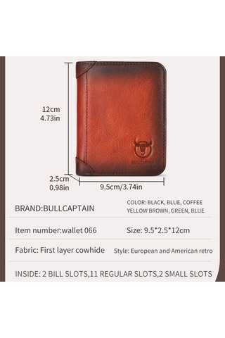 Hangfox Erkek Deri Cüzdan Rfıd Korumalı, İlk Derece Deri, Retro Dikey Tip, Ehliyet Ve Para Taşıma, Sarı Kahverengi Sarı - Kahverengi