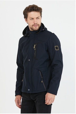 Mero Life Içi Kürklü Kapüşonlu Su Ve Rüzgar Geçirmez Softshell Erkek Mont Lacivert
