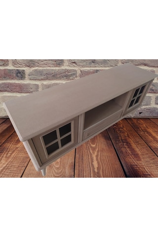 Tv Sehpası Windovs Nakış Model Kayın Torna Torna Retro Ayak Ham Renk 150 Cm El Yapım