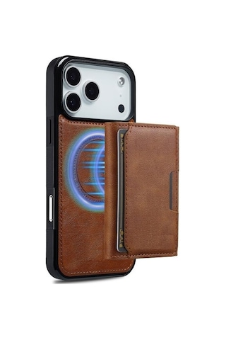 Teleplus Apple Uyumlu iPhone 17 Pro Kılıf Pollux L5 Serisi Mıknatıslı Kartlıklı 2-1 Kapak