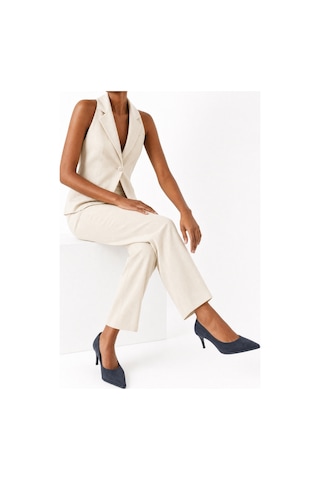 Luvi Shoes Meadow Lacivert Süet Cilt Kadın Topuklu Ayakkabı