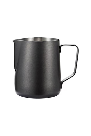 304 Çelik 600 Ml Siyah Teflon Kaplama Kahve Süt Köpürtme Potu Sütlük Pitcher