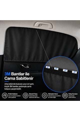 Microcase Universal Oto Güneşlik Perde Yan Cam Güneşliği Anne Bebek Çocuk Perdesi 4 Adet - Al5634 Siyah