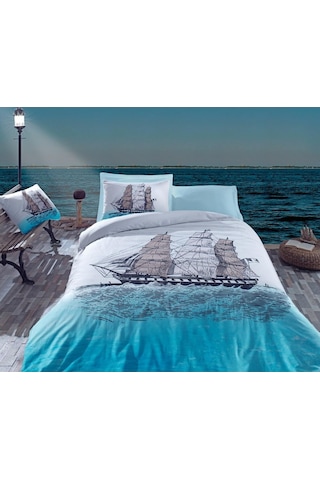 Cotton Box Maritime Ranforce Nevresim Takımı Tek Kişilik Ship Mav