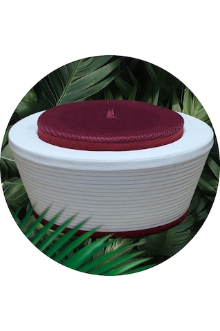 Fabrikam06 Bordo Sarık İmam Sarığı Cami Sarığı Namaz Sarığı S102 57 Cm Bordo - Beyaz