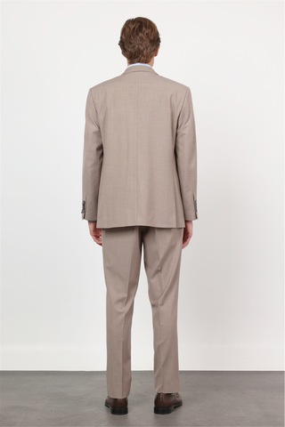 İmza Bej Mono Yaka 4 Drop Comfort Fit Tam Astar Esnek Takım Elbise 1001260168 Koyu Bej