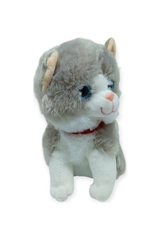 Sesli Peluş Kedi 25 Cm - Gri