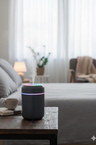 Siyah H2o Usb Renkli Mini Hava Nemlendirici Led Işıklı 350ml Taşınabilir Oda Ve Ofis Difüzörü