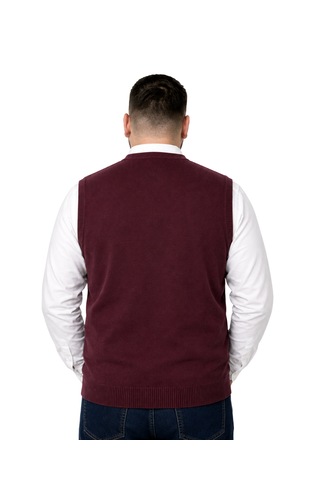 Battalmoda Erkek Büyük Beden Bordo Cepli Triko Yelek 3xl-4xl-5xl-6xl