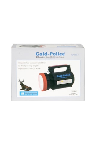 Gold Police Gp-650-1 Şarj Edilebilir El Feneri Siyah