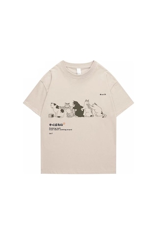 Noıssey Rubbing Bath Cats Bej T-shirt Et1822