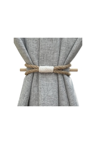 Perde Bağları Rustik Perde Askıları, Çiftlik Evi Esintili Perde Askıları, Ahşap Tokmaklı Jüt Halat, Doğal Bohem Dekor Şık Perde Askıları Diğer