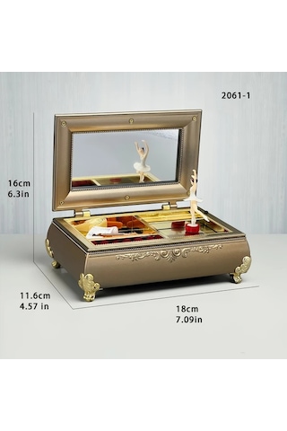 Willowhaven Vintage Müzikli Mücevher Kutusu Beyaz Plastik Dans Eden Kız Desenli