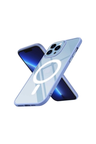 Apple Uyumlu iPhone 12 Pro Kılıf Wireless Şarj Özellikli Zore Krom M-safe Silikon Kapak Lila