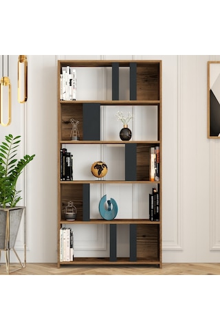 Variant Lima Çalışma Masası Ve Kitaplık Takımı - Ceviz / Antrasit Ceviz