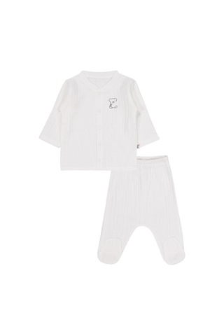 Civil Baby Ayıcık Baskılı 1-9 Ay Pijama Takımı - Ekru