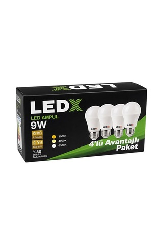 Ledx Al-ll9-4 9 Watt 6500k Beyaz E27 Duy 4 Lü Avantajlı Paket Ampul