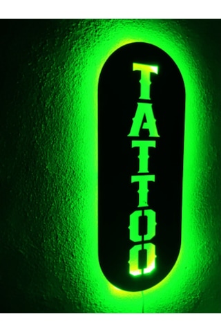 Tattoo Dövme Led Işıklı Ahşap Tablo Tabela (540026509)