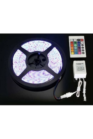 Led Animasyonlu Tak Çalıştır Kumandalı Trafolu Rgb Şerit Işık Aydınlatma 5 Metre Beyaz