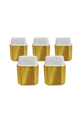Kafem Muffin Kek Kapsülü Kare Beyaz-altın 25li X 5 Paket - K38 Beyaz